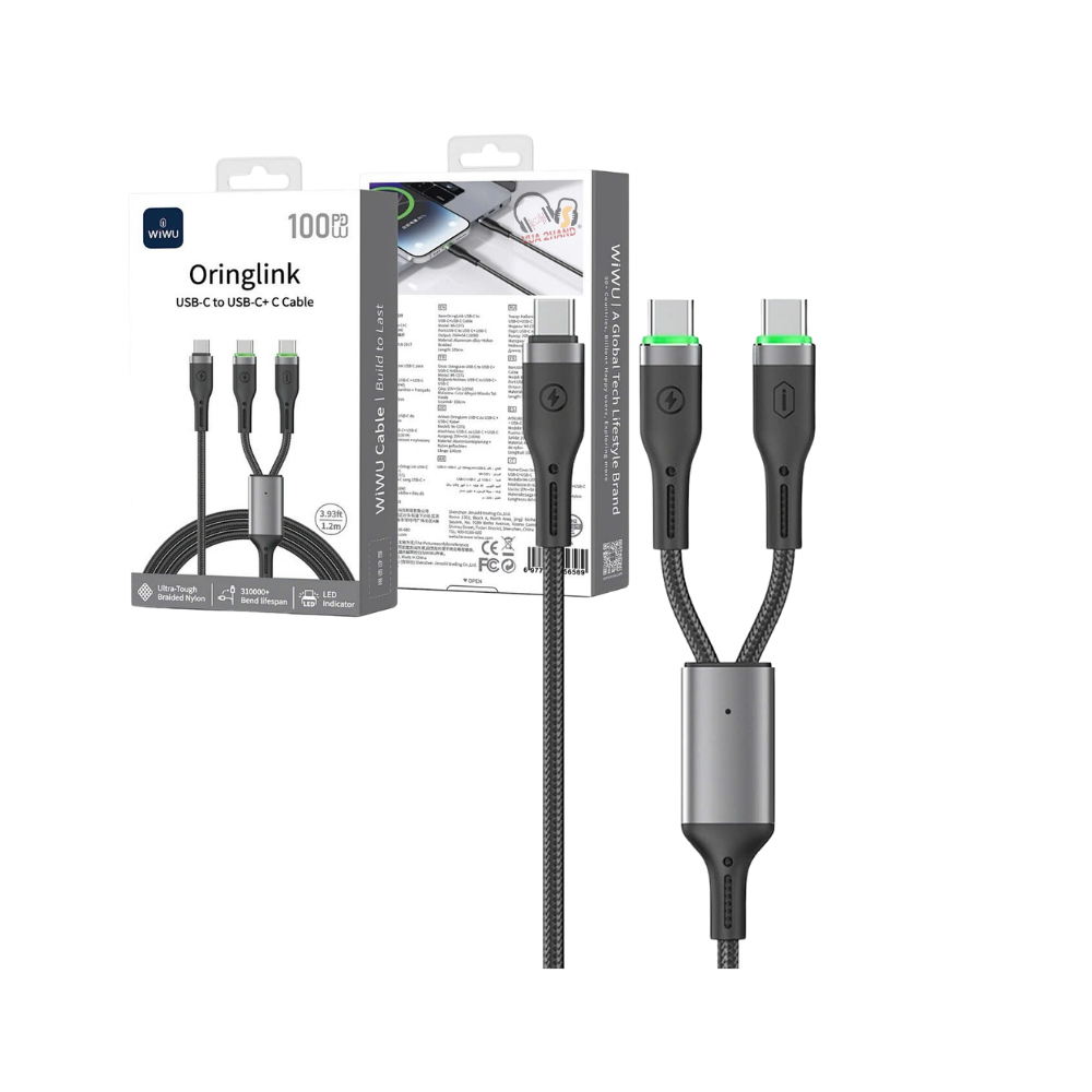Cáp WiWU Wi-C071 USB-C sang USB-C kép 100W 20V 5A