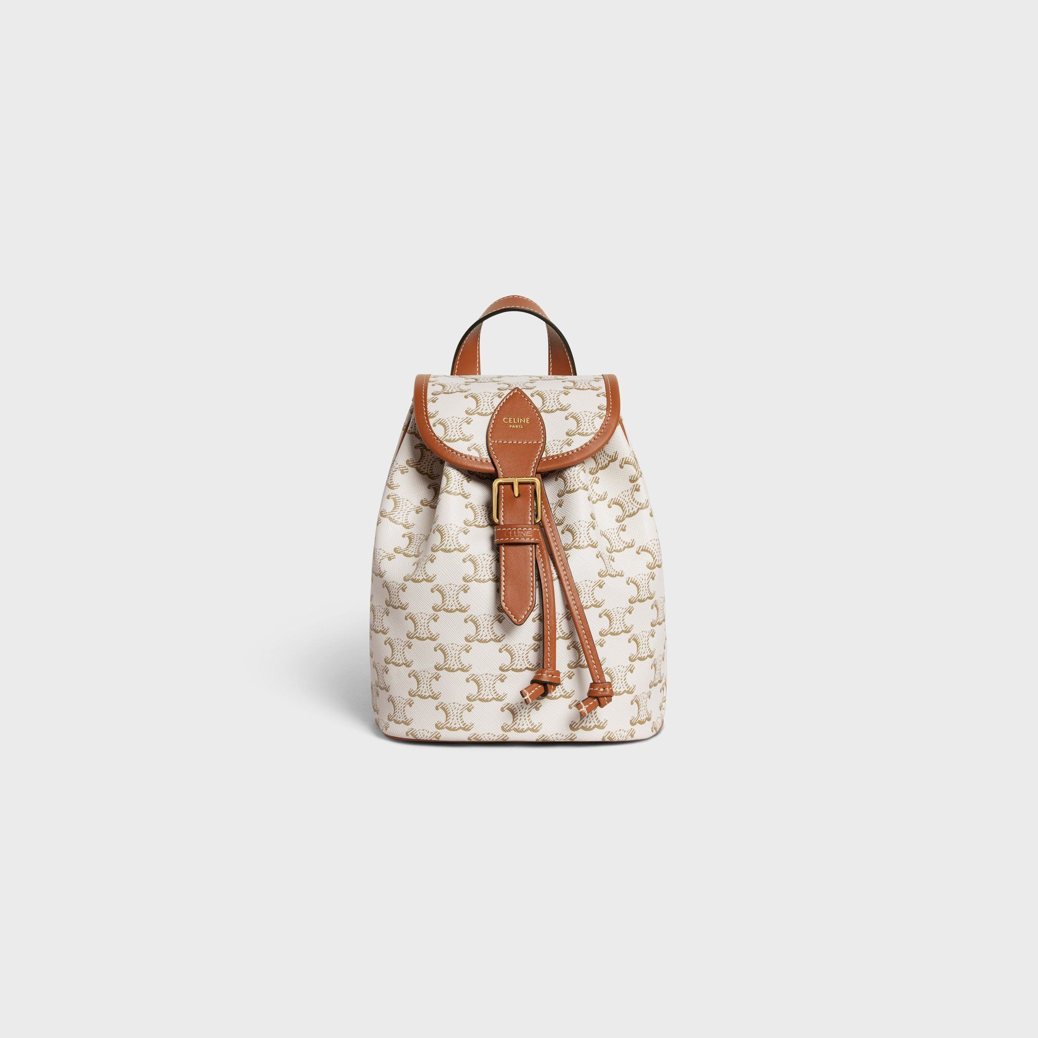 Balo Celine Mini Folco in Triomphe Canvas and Calfskin – - Main Image