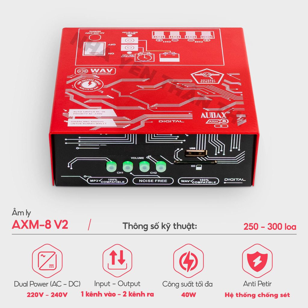 Âm ly nhà yến - AXM-8 V2 – Ampli chuyên dụng dẫn dụ chim yến