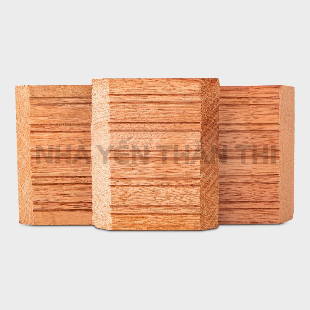 Góc gỗ cắt Dark Meranti dùng cho nhà yến (14.8 x 10.5 x 2 cm)
