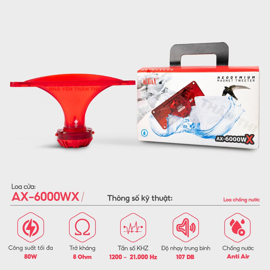 Loa nhà yến -  Loa cửa chống nước AX-6000WX (Đỏ)  – Loa dẫn dụ chim yến tại cửa ra vào