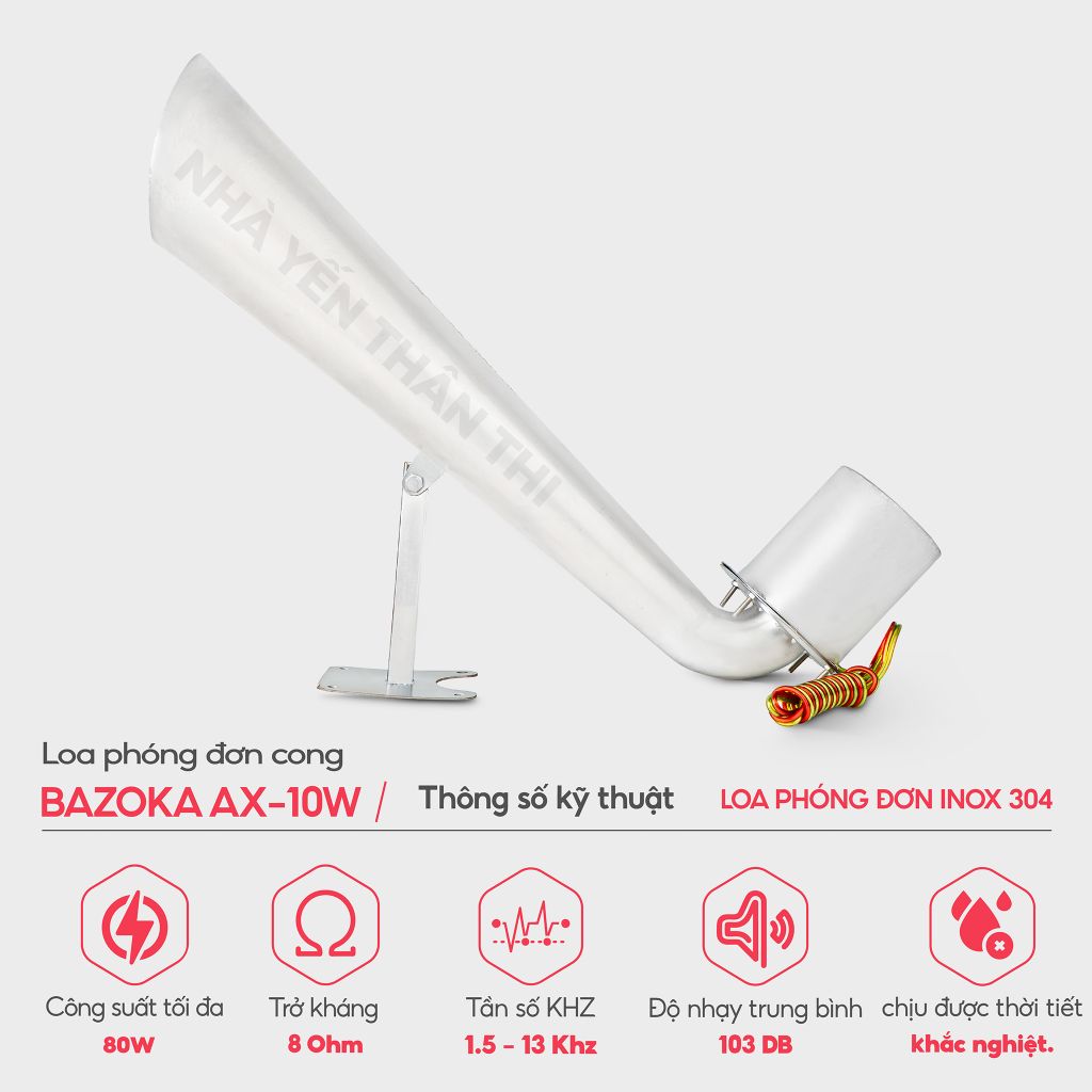 Loa phóng đơn cong chống nước INOX 304 BAZOKA AX-10W