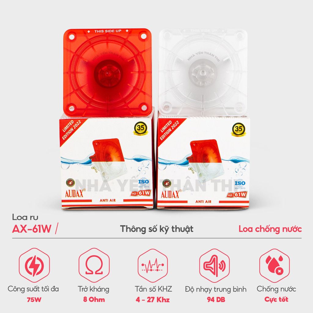 Loa nhà yến -  Loa ru chống nước AX-61W (Đỏ) - Loa dẫn dụ chim yến trong nhà ổn định