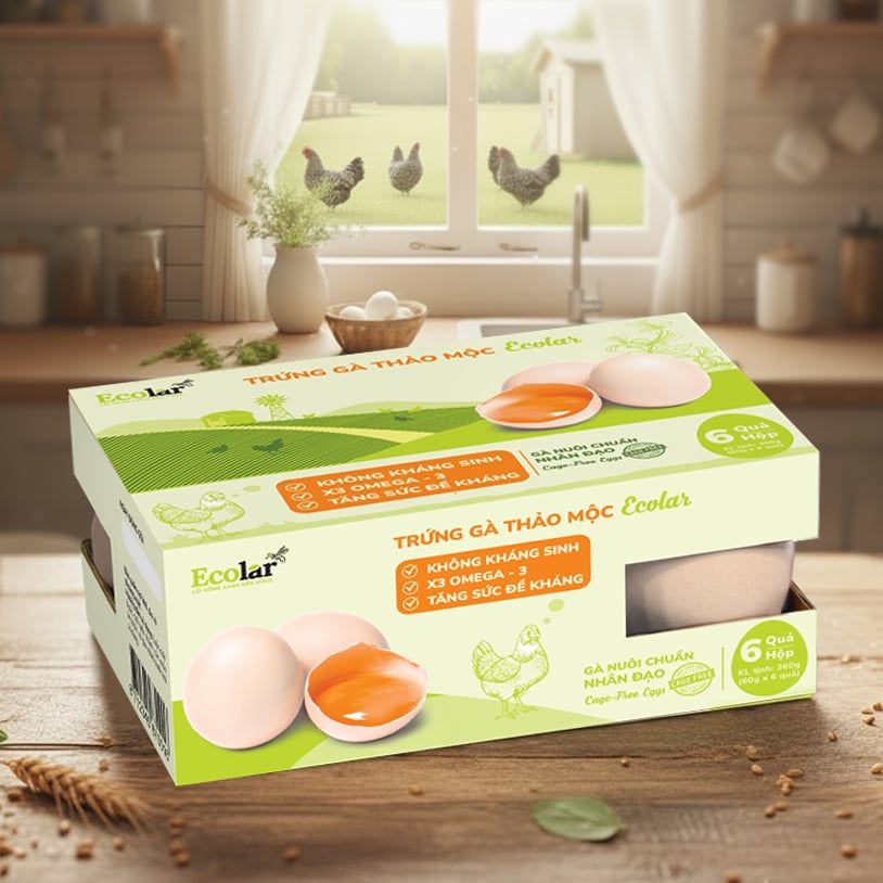 Trứng gà thảo mộc Ecolar (hộp 10 quả)