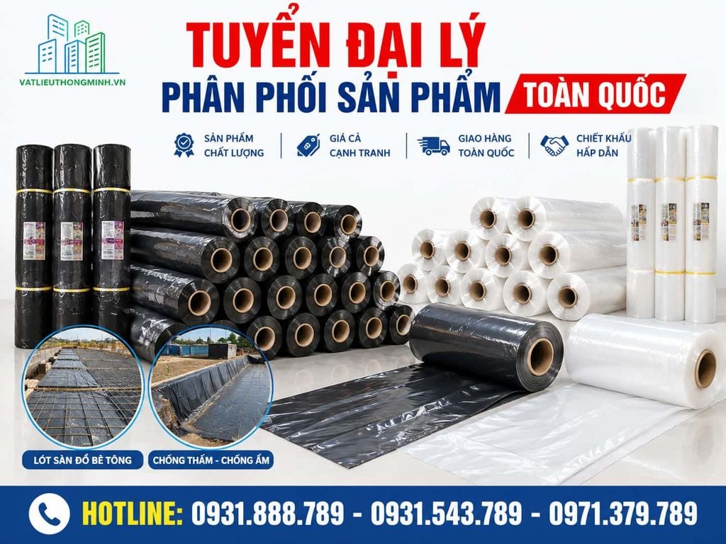 Nilon lót sàn đổ bê tông màu đen khổ 2mx400mx dày 1.4 Zem