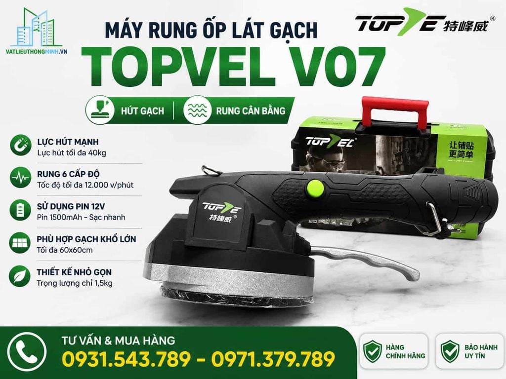 Máy Rung Ốp Lát Gạch TOPVEL V07 – Máy Rung Gạch Chính Hãng