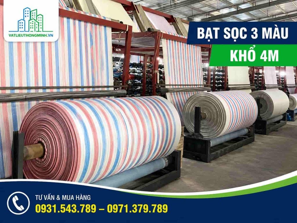 Bạt Sọc Khổ 4m x 50m – Bạt Sọc 3 Màu Giá Tốt