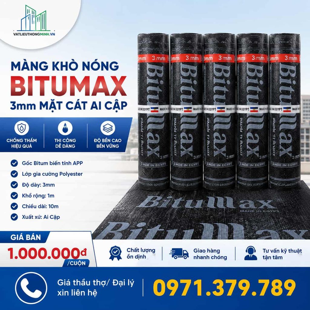 Màng Khò chống thấm Bitumax 3mm Mặt Cát Ai Cập Giá Tốt