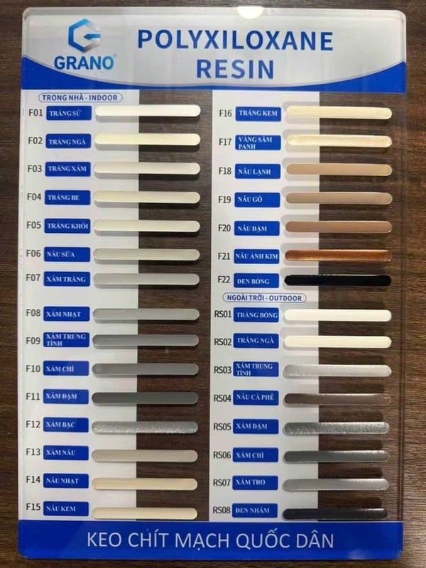Keo Chít Mạch Grano Resin 30 Màu Trong Nhà, Ngoài Trời