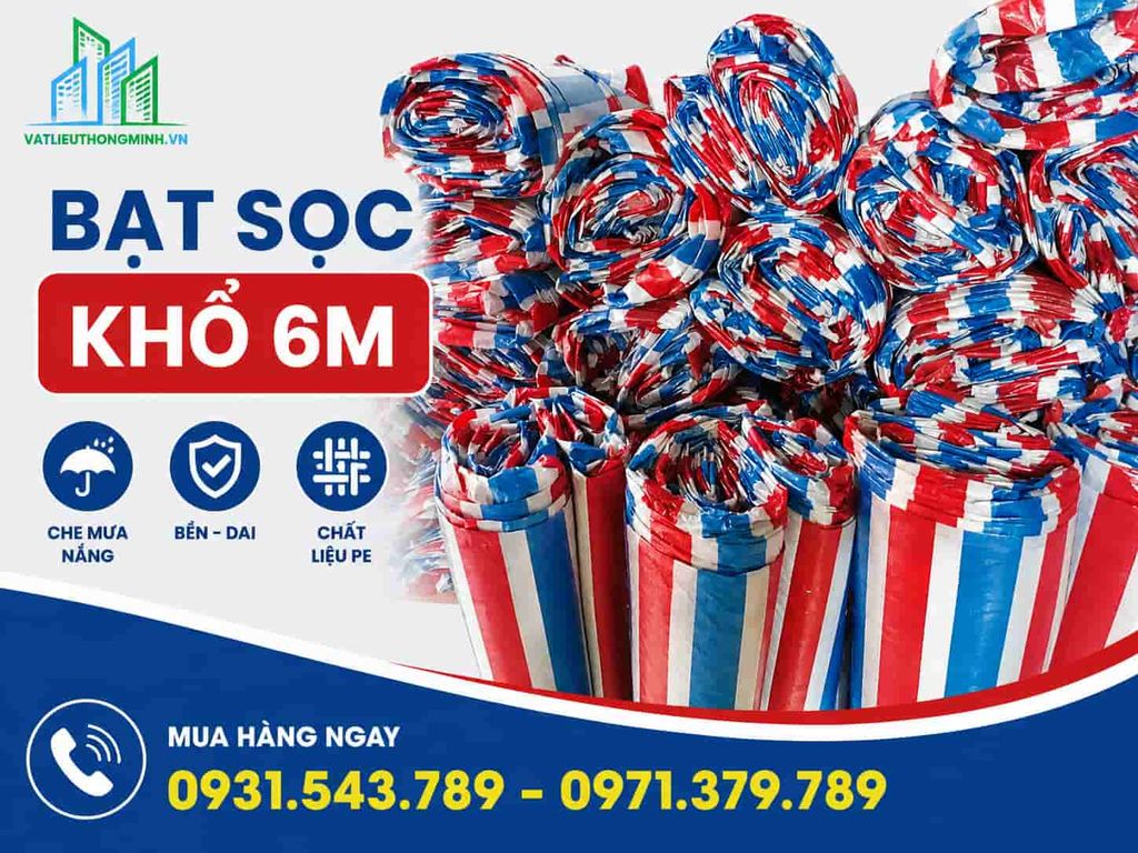 Bạt Sọc 3 Màu Khổ 6m x 50m – Bạt Sọc Công Trình Khổ Lớn