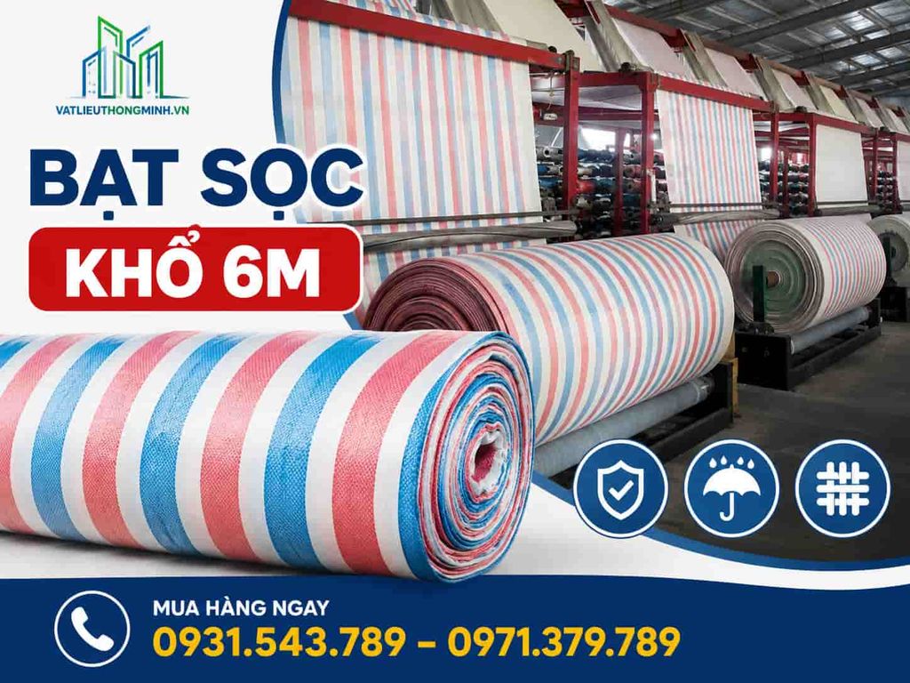 Bạt Sọc 3 Màu Khổ 6m x 50m – Bạt Sọc Công Trình Khổ Lớn