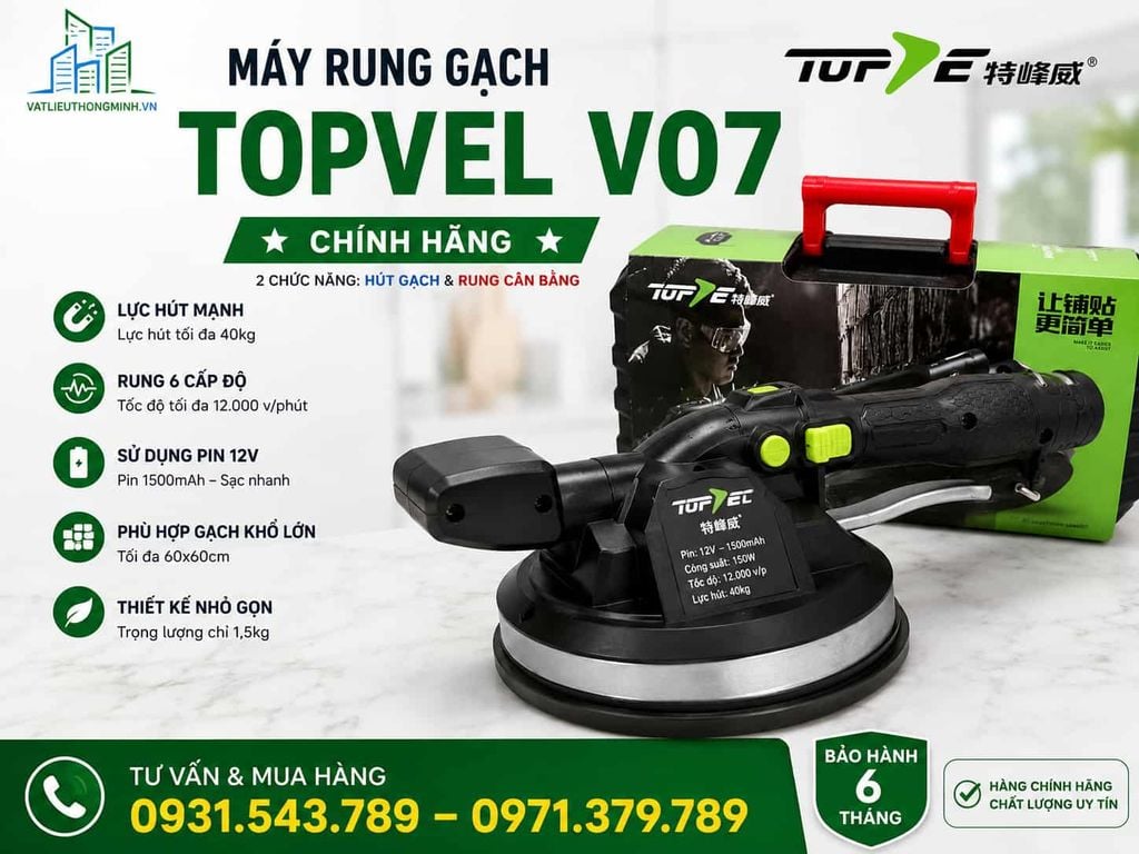 Máy Rung Ốp Lát Gạch TOPVEL V07 – Máy Rung Gạch Chính Hãng