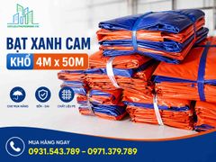 Bạt Xanh Cam Khổ 4m x 50m – Giá Bạt 2 Da Xanh Cam