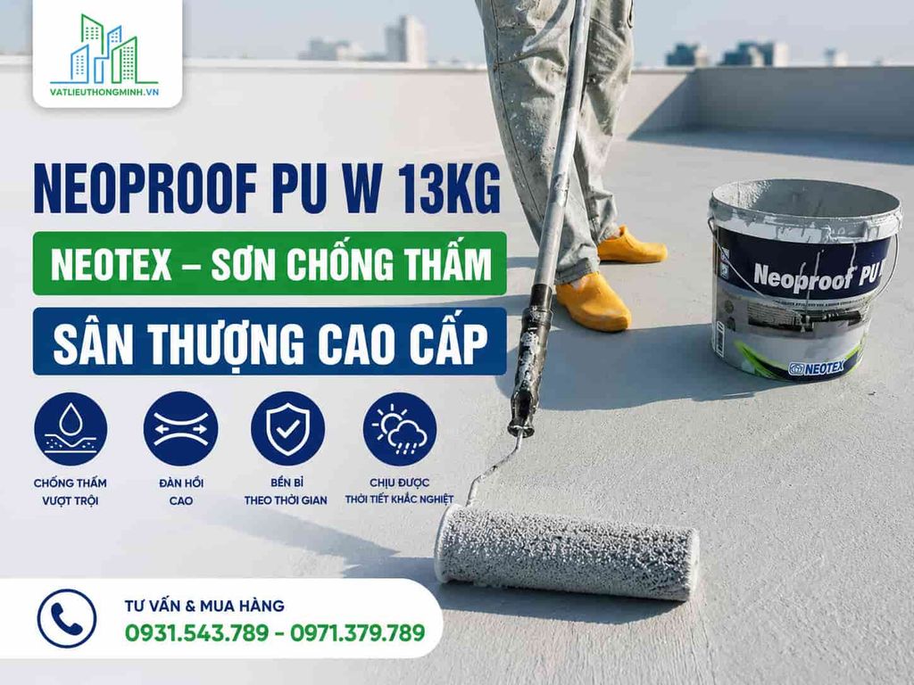 Neoproof PU W 13kg Neotex – Sơn Chống Thấm Sân Thượng Cao Cấp