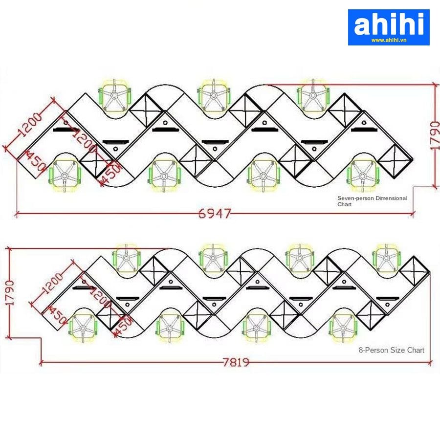 Cụm bàn làm việc chữ V ahihi455