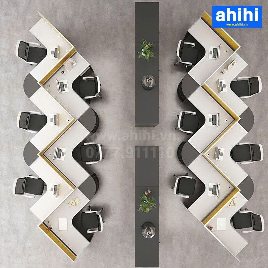 Cụm bàn làm việc chữ V ahihi455