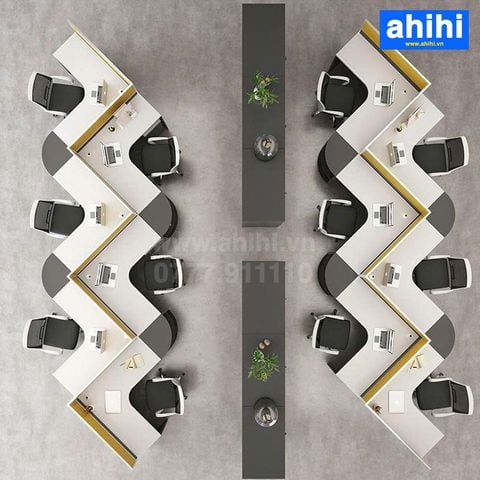 Cụm bàn làm việc chữ V ahihi455
