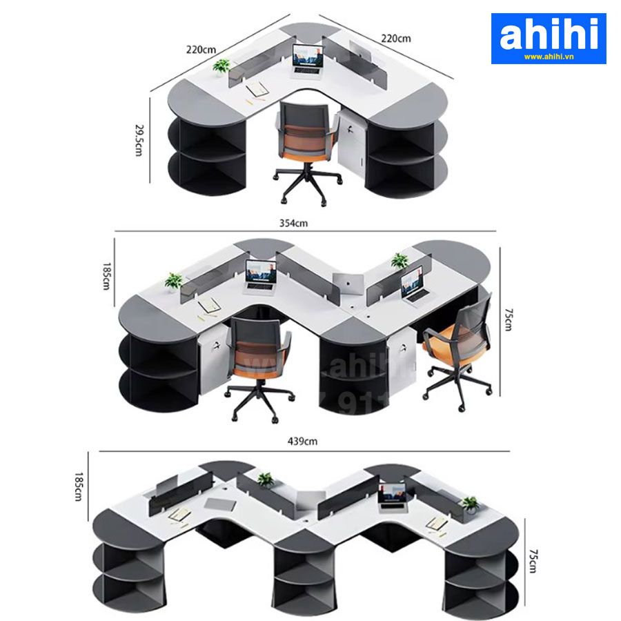 Cụm bàn làm việc chữ V ahihi456
