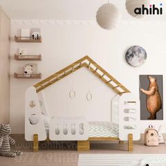 Giường ngủ ngôi nhà Ahihi118 – Mẫu giường đáng yêu cho phòng bé