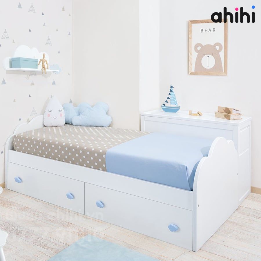 Giường ngủ trẻ em Ahihi113 – Thiết kế gọn gàng cho bé