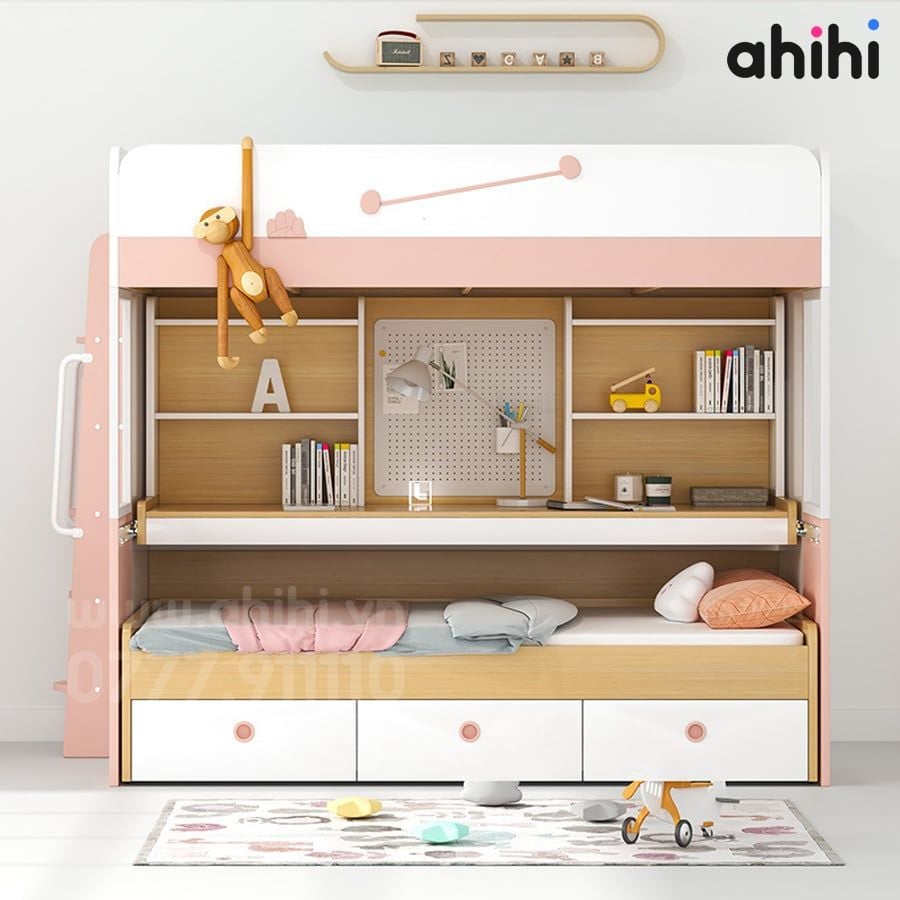 Giường tầng trẻ em Ahihi07 – Thiết kế đa năng, hiện đại cho phòng bé
