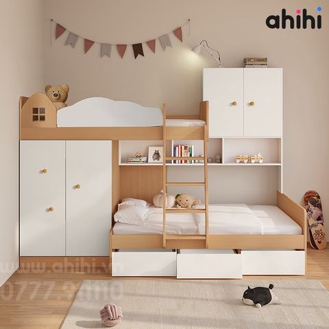 Giường tầng trẻ em Ahihi04 – Thiết kế đa năng, tiện nghi