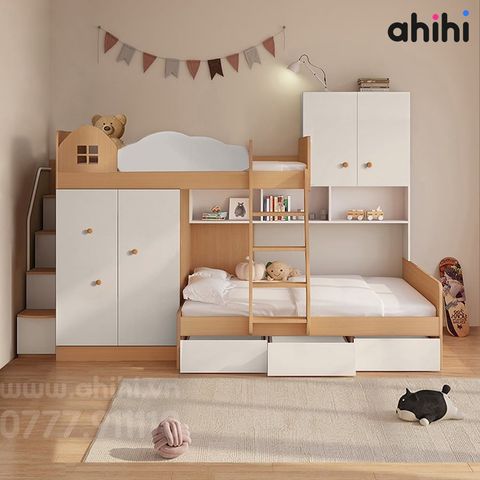 Giường tầng trẻ em Ahihi04 – Thiết kế đa năng, tiện nghi