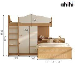 Giường tầng Ahihi09 – Giường ngủ đa năng cho phòng bé