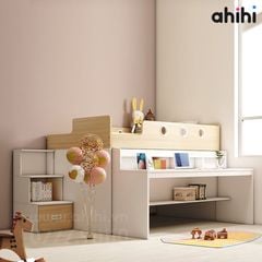Giường tầng thấp ahihi213 -  Đa năng có tủ và kệ sách cho Bé