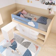 Giường tầng thấp ahihi223 – Tích hợp bàn học và tủ