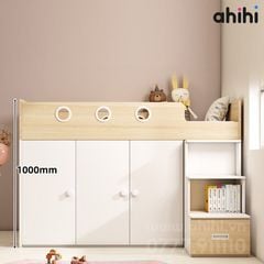 Giường tầng thấp ahihi213 -  Đa năng có tủ và kệ sách cho Bé