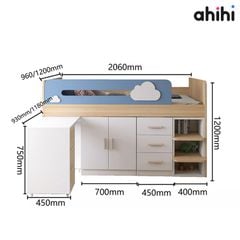 Giường tầng thấp ahihi223 – Tích hợp bàn học và tủ