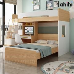 Giường tầng cho bé ahihi02 – Tối ưu không gian, thêm tiện ích cho phòng trẻ