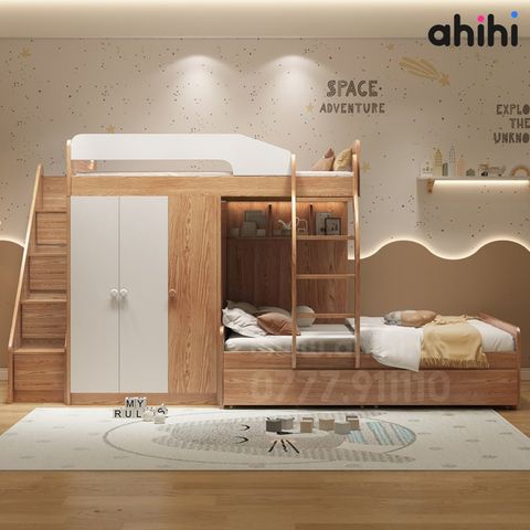 Giường tầng trẻ em Ahihi08 – Thiết kế đa năng, tiện nghi