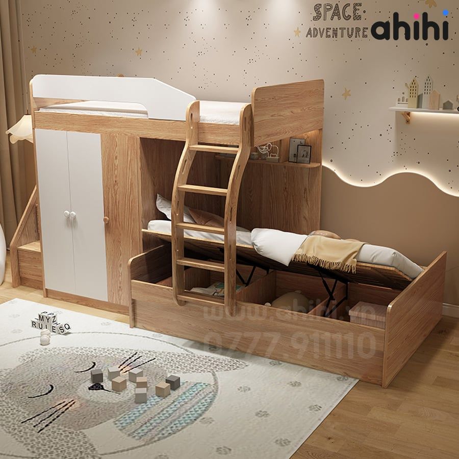 Giường tầng trẻ em Ahihi08 – Thiết kế đa năng, tiện nghi