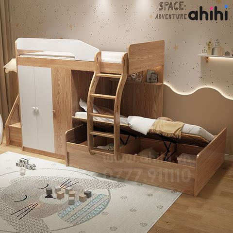 Giường tầng trẻ em Ahihi08 – Thiết kế đa năng, tiện nghi
