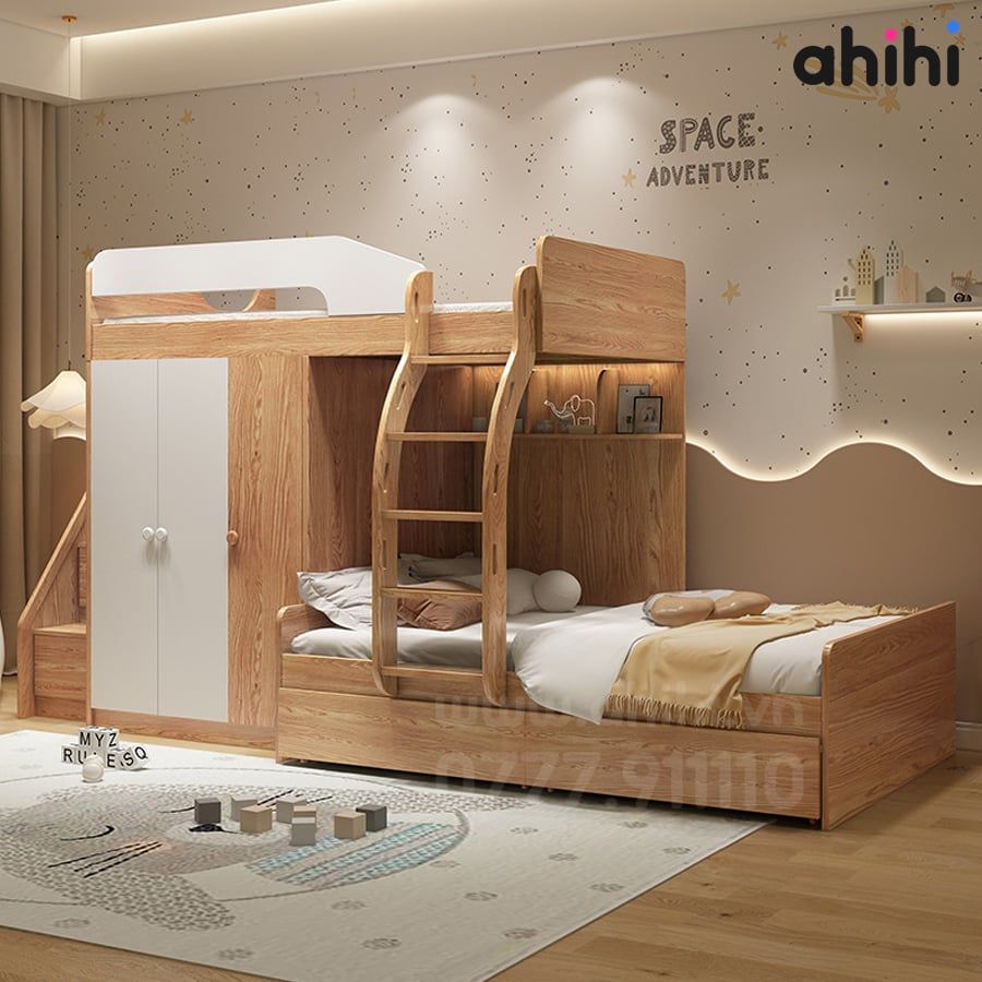 Giường tầng trẻ em Ahihi08 – Thiết kế đa năng, tiện nghi