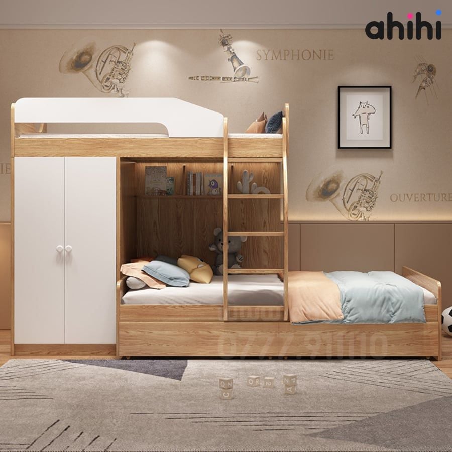 Giường tầng trẻ em Ahihi08 – Thiết kế đa năng, tiện nghi