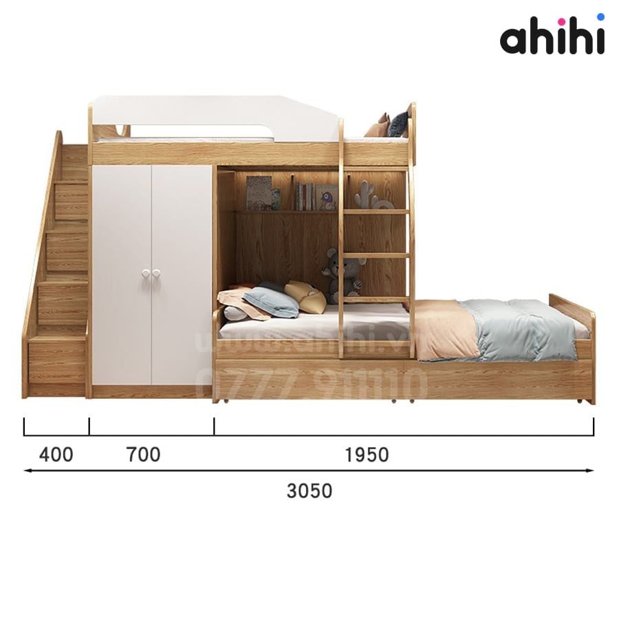 Giường tầng trẻ em Ahihi08 – Thiết kế đa năng, tiện nghi