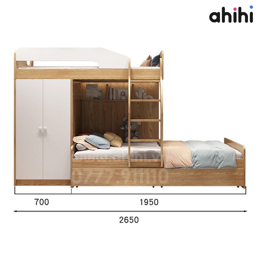 Giường tầng trẻ em Ahihi08 – Thiết kế đa năng, tiện nghi