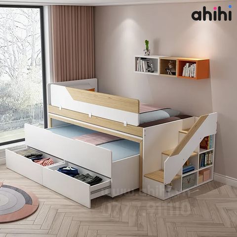 Giường tầng thấp Ahihi220 cho bé | Thiết kế hiện đại