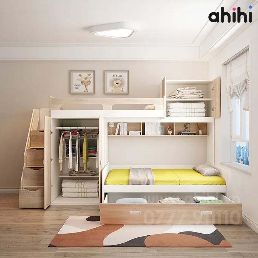 Giường tầng trẻ em Ahihi13 – Thiết kế đẹp, tiện nghi và gọn gàng