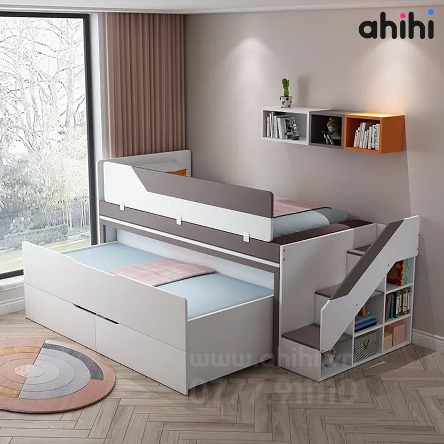 Giường tầng thấp Ahihi220 cho bé | Thiết kế hiện đại