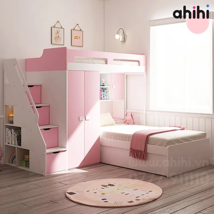 Giường tầng trẻ em Ahihi13 – Thiết kế đẹp, tiện nghi và gọn gàng