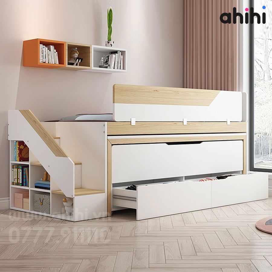 Giường tầng thấp Ahihi220 cho bé | Thiết kế hiện đại