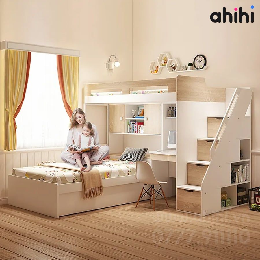 Giường tầng trẻ em Ahihi13 – Thiết kế đẹp, tiện nghi và gọn gàng