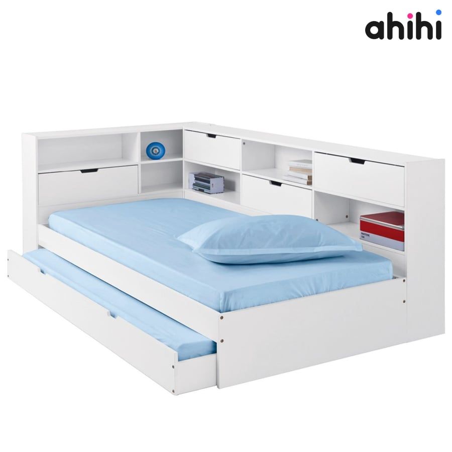 Giường tầng thấp ahihi209 - Thiết kế 2 giường có tích hợp kệ sách