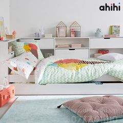Giường tầng thấp ahihi209 - Thiết kế 2 giường có tích hợp kệ sách
