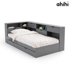Giường tầng thấp ahihi209 - Thiết kế 2 giường có tích hợp kệ sách
