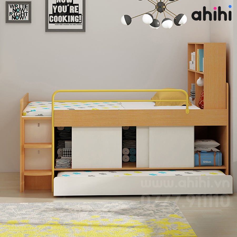 Giường tầng thấp Ahihi216 cho bé | Thiết kế tiện dụng